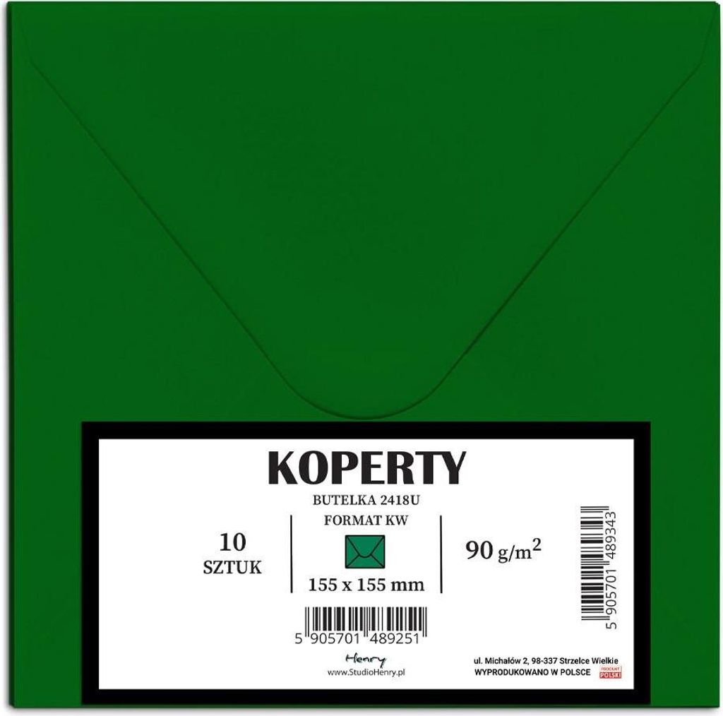 Koperty biurowe KW w kolorze butelkowej zieleni 10 sztuk