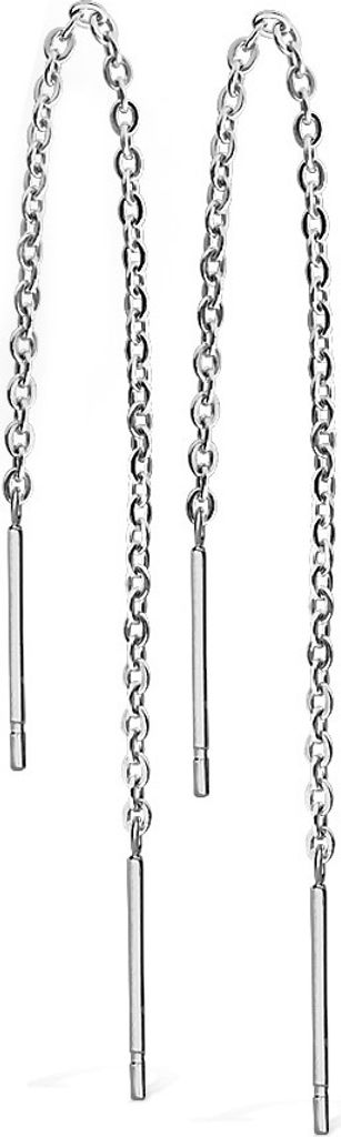 viva-adorno 1 Paar Damen Ohrringe Durchzieher Chirurgenstahl Ketten Ohrhänger Stäbe Z527,Stab silber