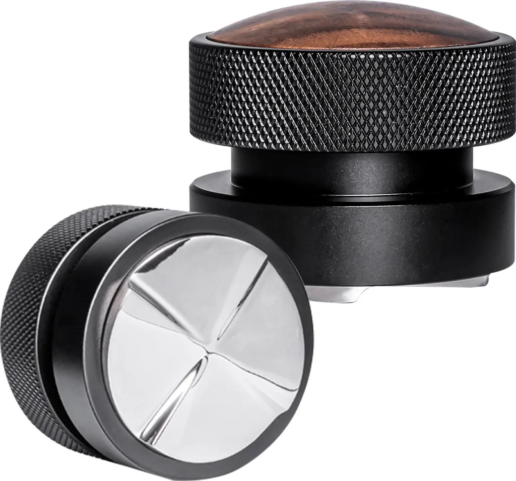 Distributeur de café antidérapant en noyer et inox pour expresso parfait
