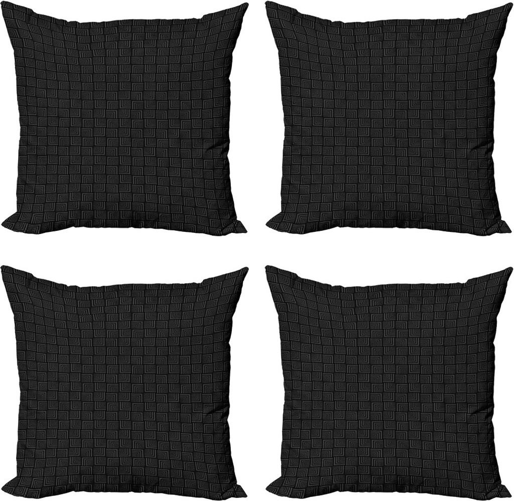 ABAKUHAUS Abstrakt Kissenbezug Set (4 Stück), Streifen Forming Squares, Moderner Doppelseitiger Digitaldruck, 60 cm x 60 cm, Koksgraue schwachgrau