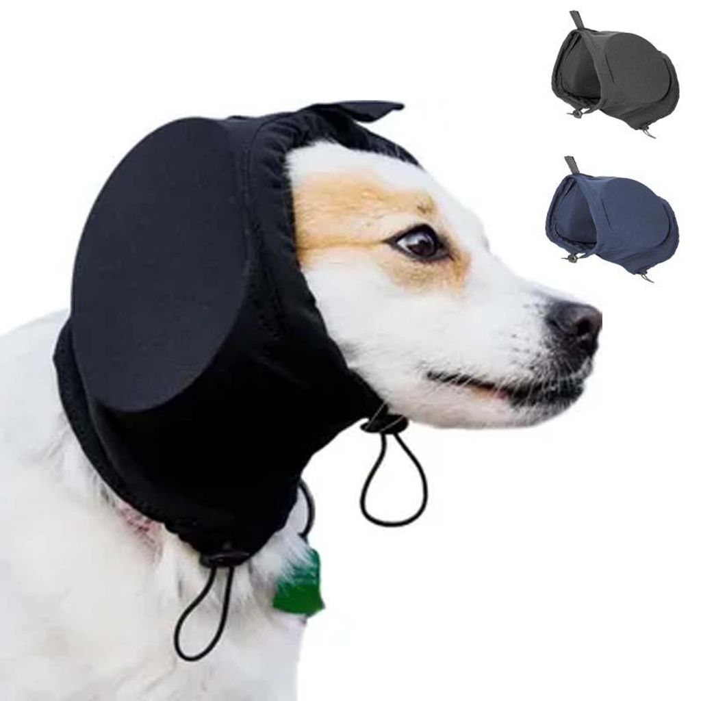 Hunde-Ohrenschützer mit Geräuschunterdrückung, Gehörschutz-Kopfhörer für Feuerwerk, Donner, waschbare, schallabsorbierende Einsätze,Schwarz S