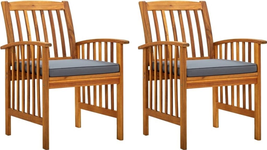 The Living Store Garten-Essstühle 2 Stk. mit Kissen Massivholz Akazie