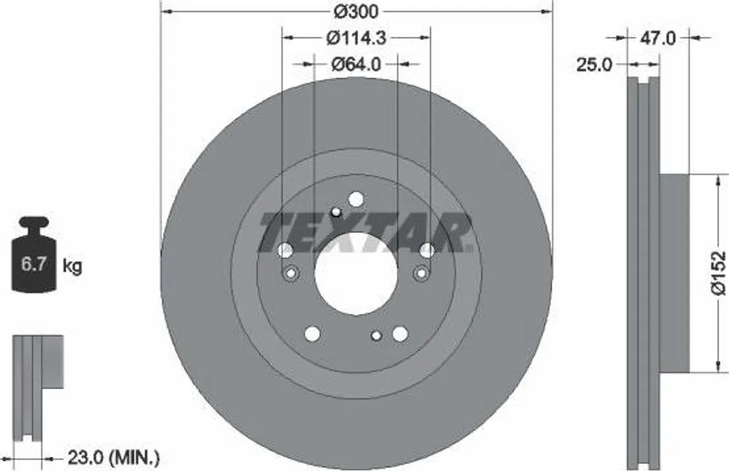 Disque de frein avant ventilé Textar 92177903 compatible Honda CR-V