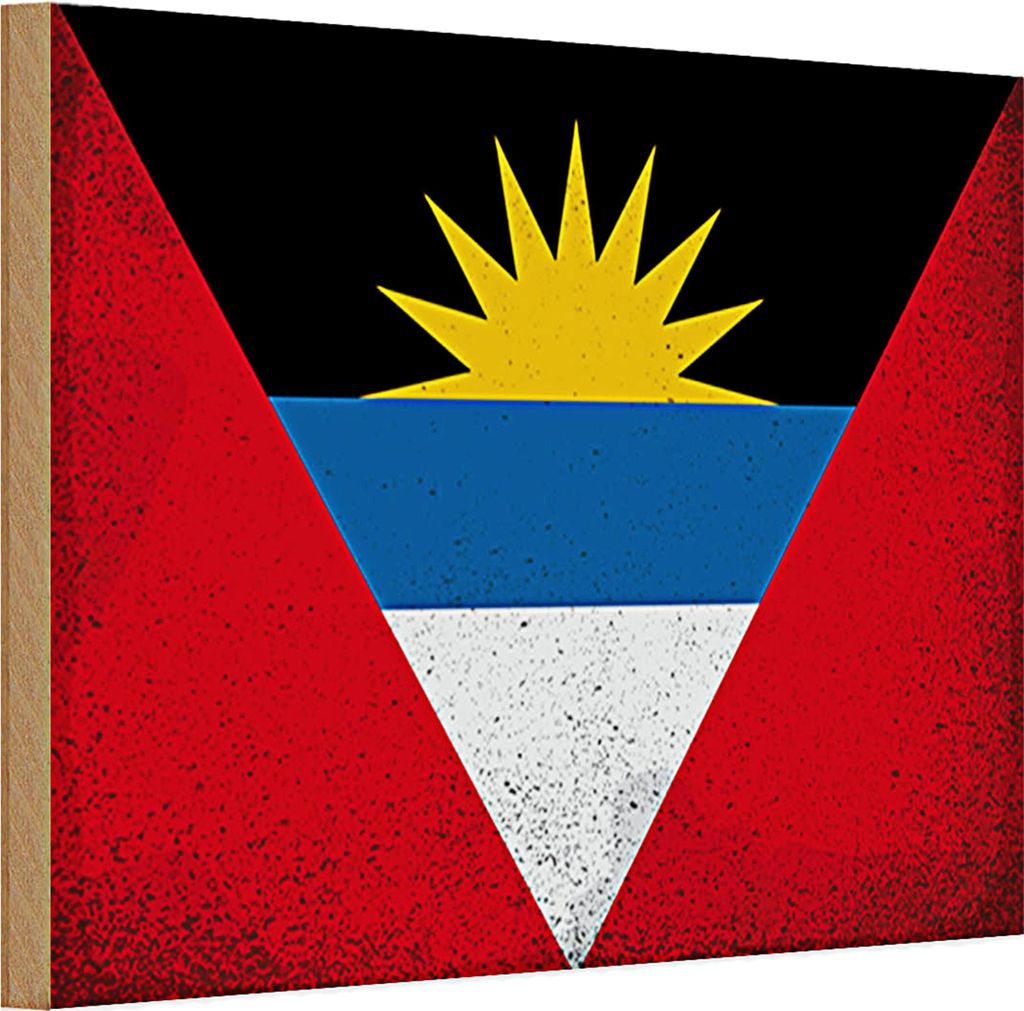 Holzschild Flagge Antigua und Barbuda 30x20cm Flag Vintage