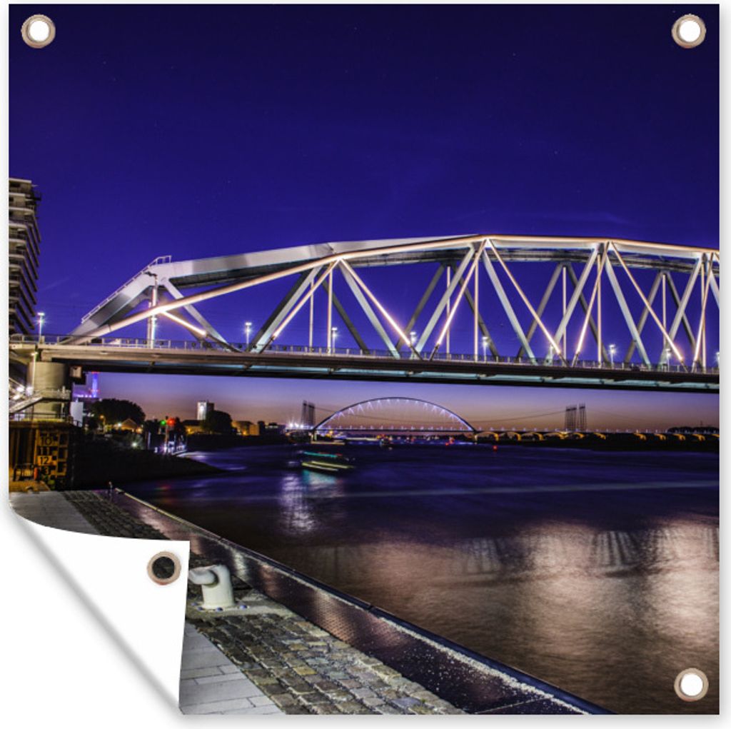 MuchoWow 100x100 cm Outdoor-Poster Gartendeko Sichtschutz Garten Poster für den Garten Fahrrad - Wasser - Nijmegen