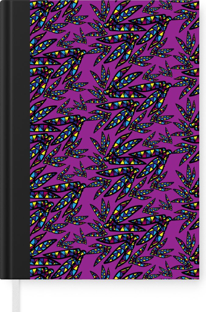 MuchoWow Notizbuch Tagebuch Haushaltsbuch Notebook A5 Federn - Muster - Federn - Lila - Notizblock - Notizheft - Notebook - Schreibblock - Papier