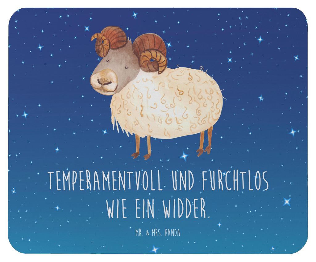 Mr. & Mrs. Panda Mousepad Sternzeichen Widder - Sternenhimmel Blau - Geschenk, mauspad pc, Schafbock, mausteppich, Mouse Pad, Geburtstag März, Apr...