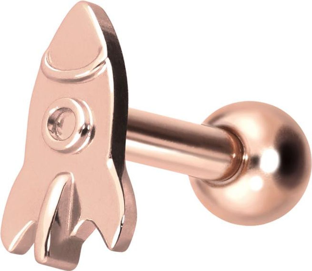 Ohrpiercing Titan Ohrpiercing mit Innengewinde RAKETE RoséGold Stablänge: 8mm