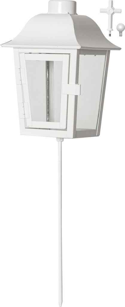 Grablaterne ,Serene, Metall und Glas, weiß, ohne Kerze, H Produktbild 
