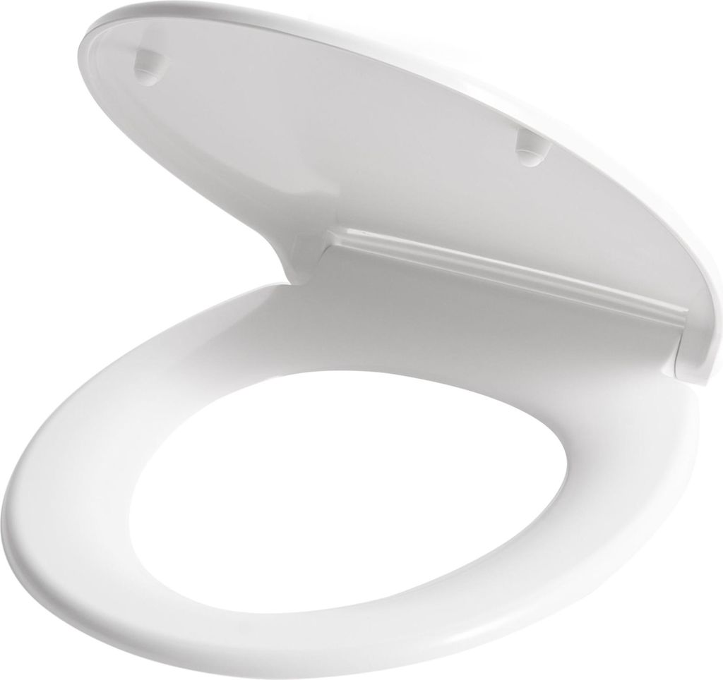 BELIANI WC-Sitz Weiß Glänzend Duroplast 45x37 cm O-Form Oval Lochabstand 16 cm Abstandshalter Schnellverschluss Absenkautomatik WC-Brille mit Deckel