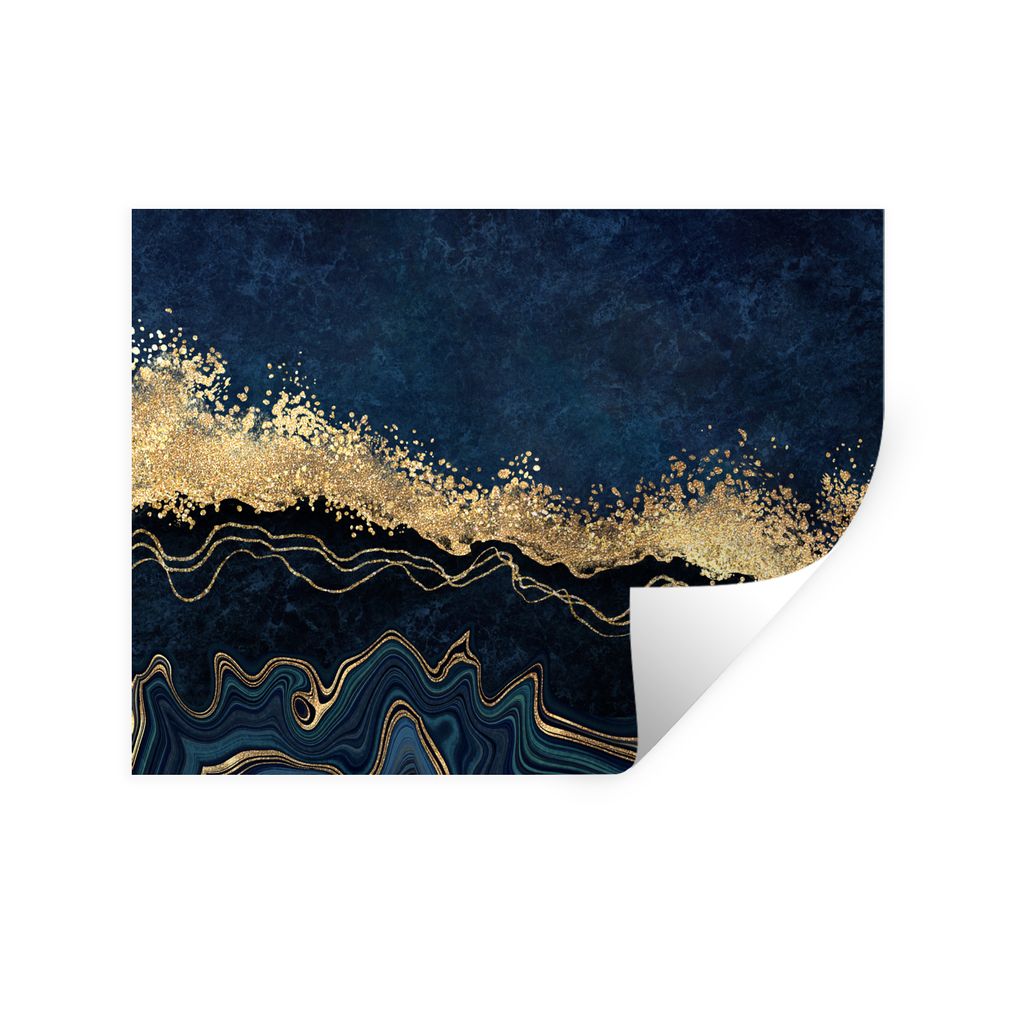 MuchoWow Wandtattoo Wandsticker Wandaufkleber Marmor - Textur - Gold - Illustration 40x30 cm Selbstklebend und Repositionierbar - Faltenfrei