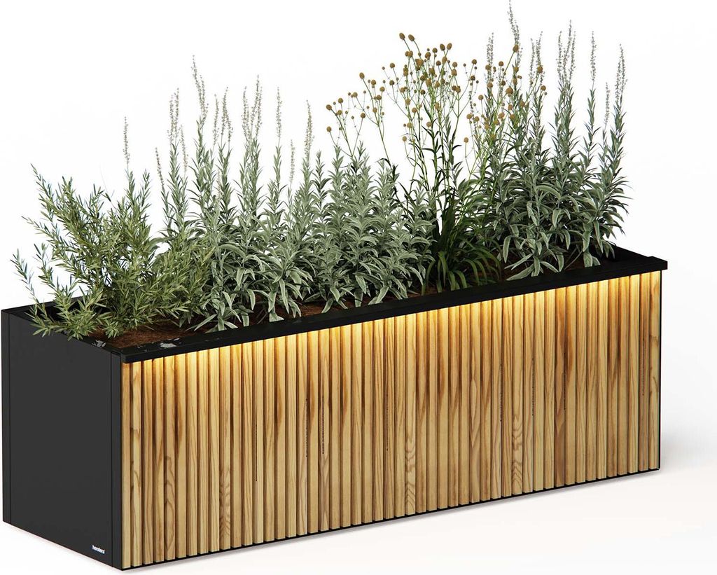 Herstera Garden Deco Planter 50 XL Plus Pflanzkübel rechteckig mit LED 150x50x50 cm