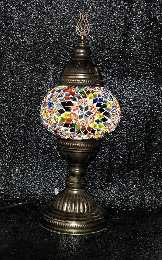 Lampe mosaïque faite main design oriental avec ampoule LED E14 incluse - 2