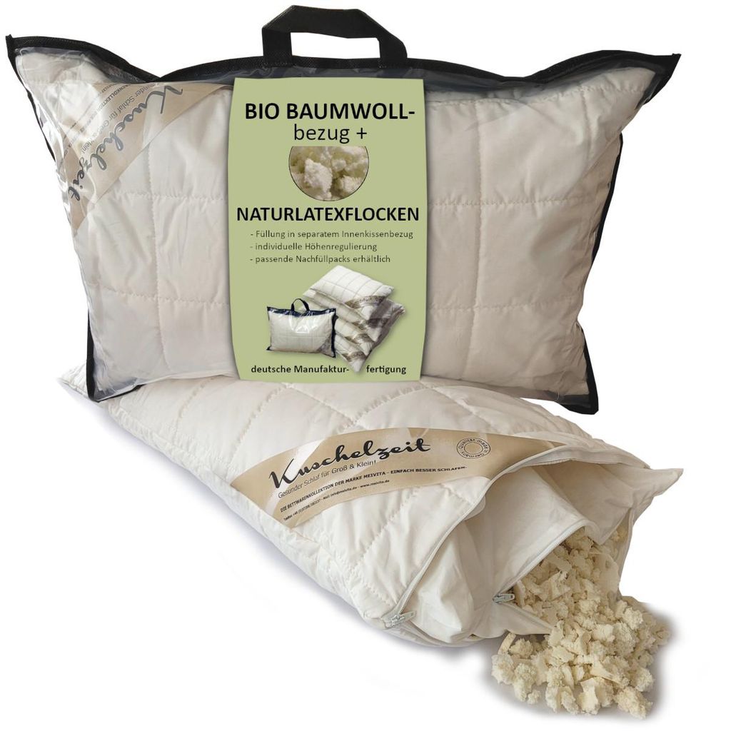 Naturlatex Flocken Kopfkissen Kuschelzeit in 40x60 cm - Produktbild 