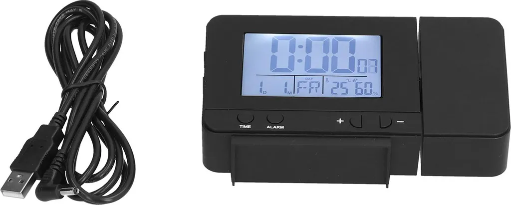 Réveil numérique à projection 180° avec capteur humidité et température