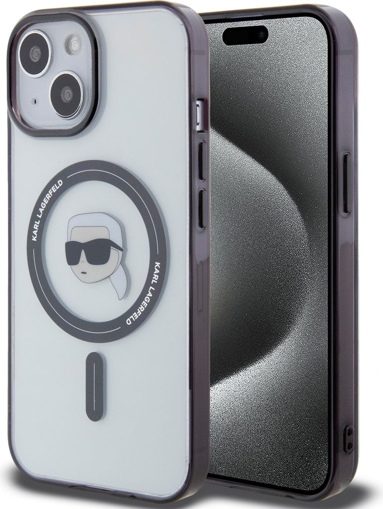 Karl Lagerfeld KLHMP15MHKHNOTK iPhone 15 Plus 6,7 transparentes Hardcase IML Karl`s Head MagSafe Handyhülle