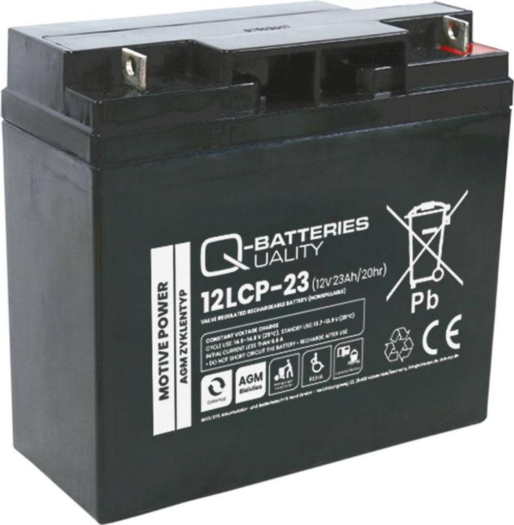 Q-Batteries 12LCP-23 / 12V - 23Ah Blei Akku Zyklentyp AGM - Deep Cycle VRLA - Anschluss F3