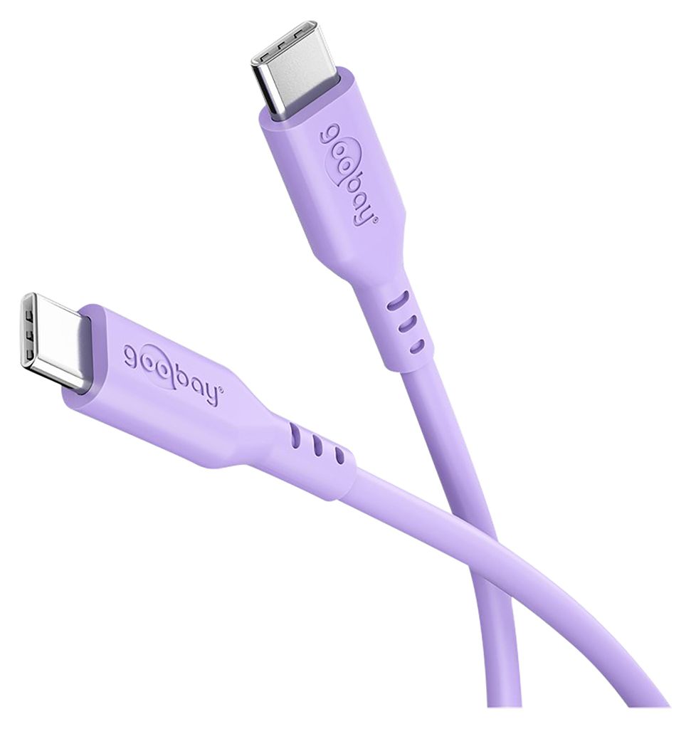 USB-C -Silikonkabel, 1,5 m, lila, weiches und robustes Ladekabel für USB-C -Geräte