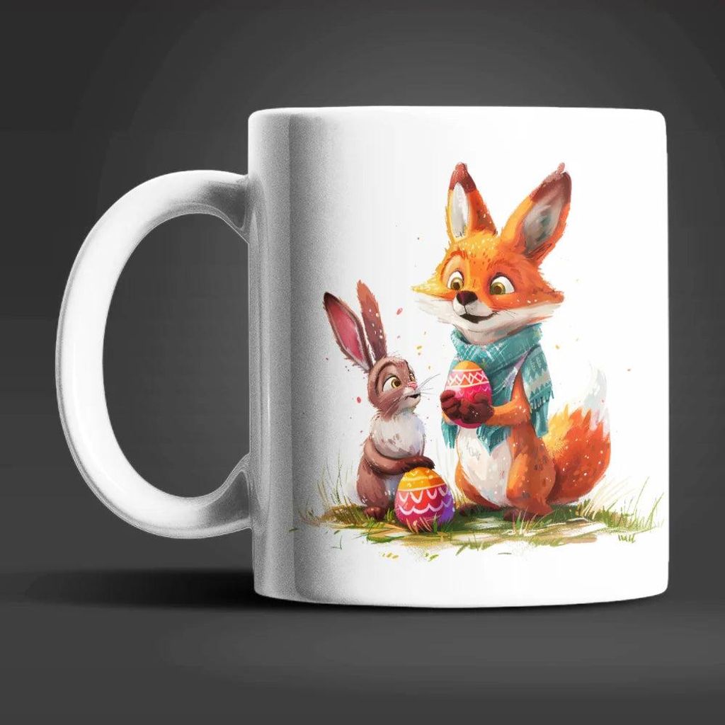 Ostern Fuchs und Hase Ostereier Kaffeetasse Teetasse Tasse Geschenkidee 330 ml
