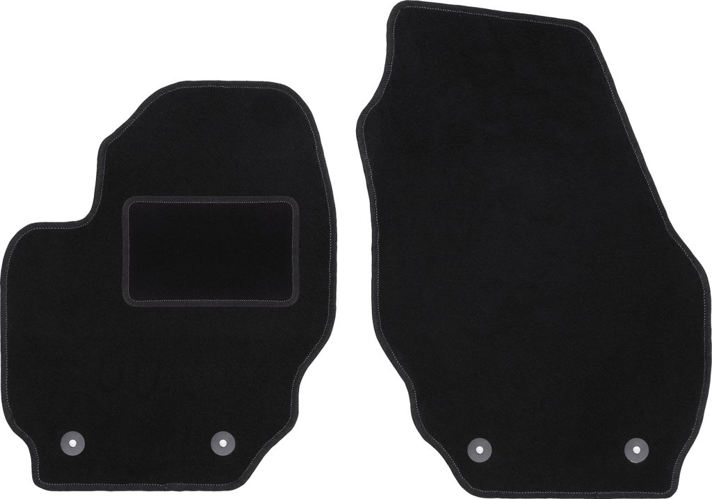 Velours-Fußmatten Vorne passend für Volvo V70 III (Combo, Bj. 2007-2016) – schwarz, passgenau, mit Befestigungen set 2 Stk. - STANDARD