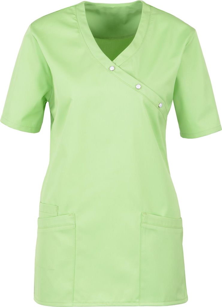 beb MEDIZIN/PFLEGE Damen KASACK Kurz V-Neck Baumwollmix Apfelgrün L