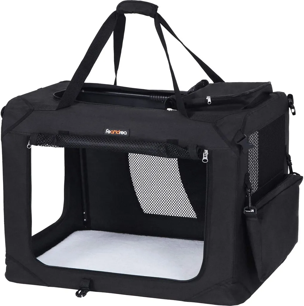 FEANDREA Caisse pour Chien Pliable Noir PDC60H - Sac de Transport 60cm