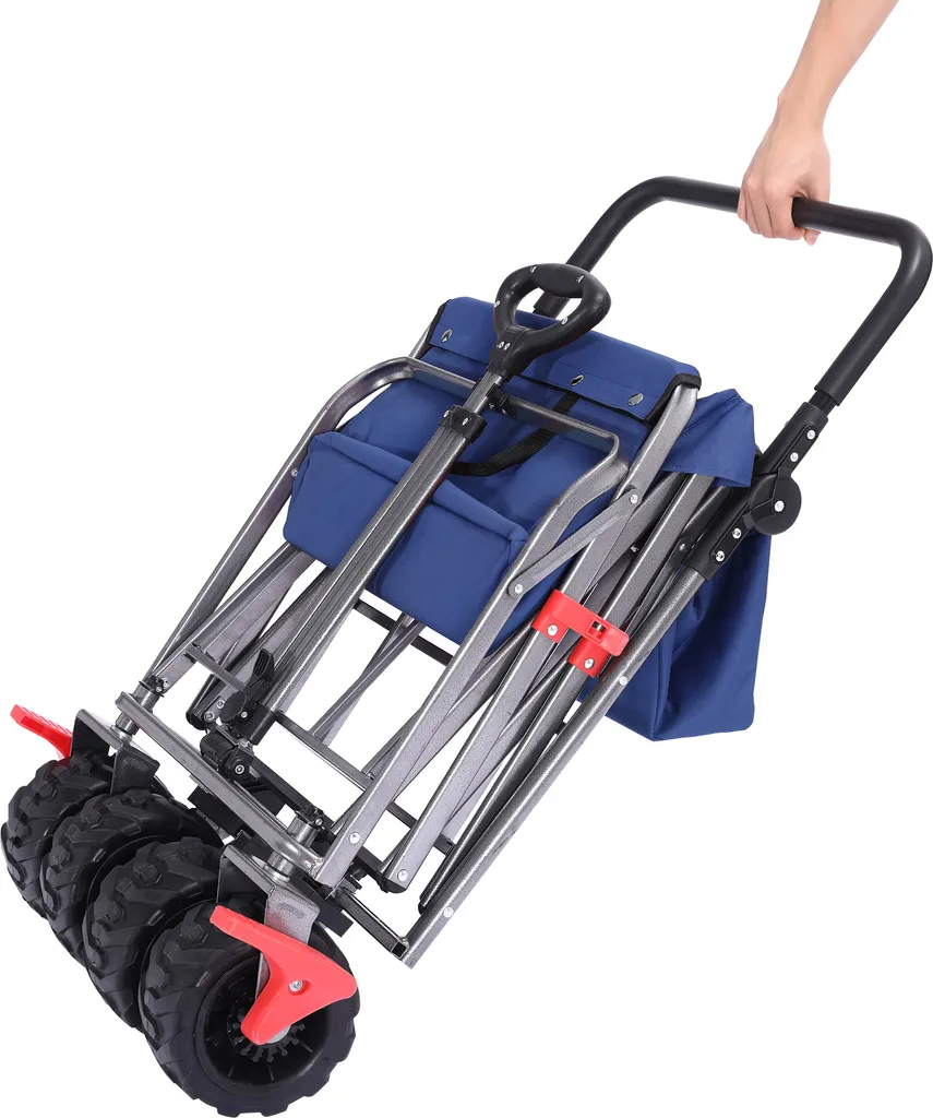 Chariot de Jardin Pliable AREBOS : Remorque à Main avec Filets Bleue - 11