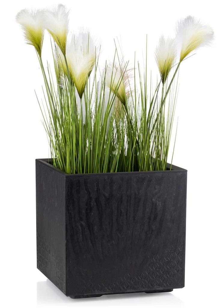 HowHomely 36L Blumentopf Betonique 39 cm Höhe, Pflanzkübel, Schwarz Übertopf für garten balkon