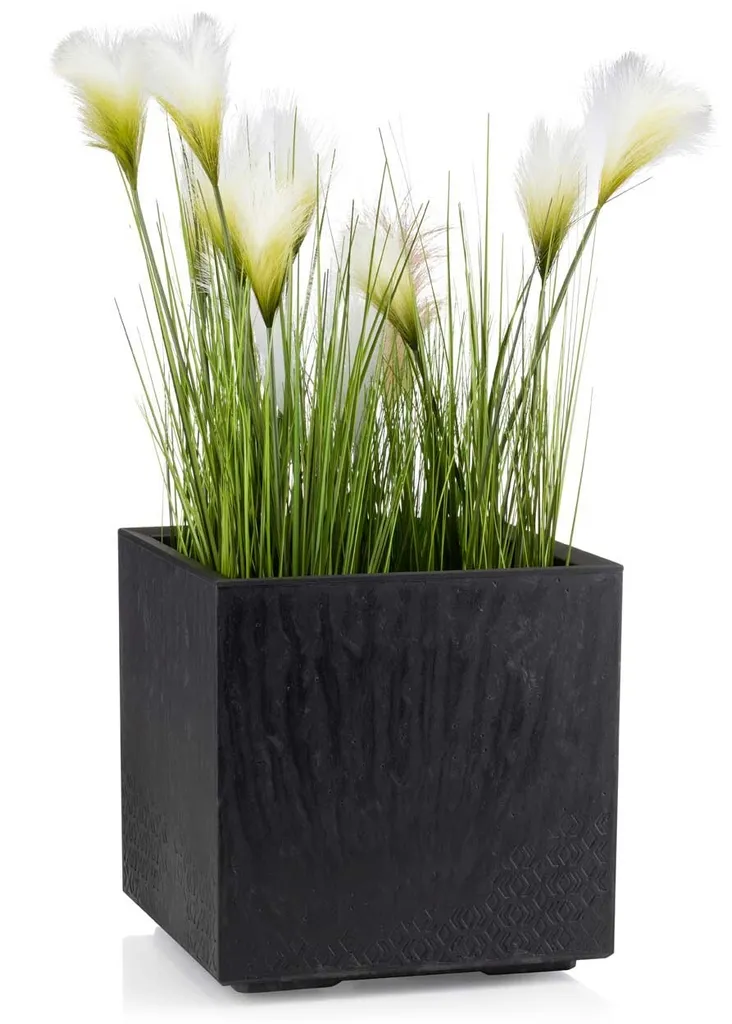 Bac à plantes pour balcon et jardin 36L, pot noir 39 cm Betonique