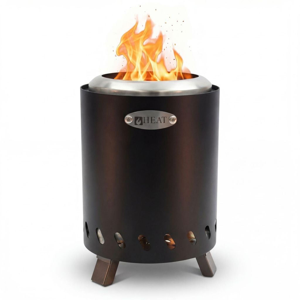 HEAT Rokfri Rauchfreier Feuerkorb - Rauchfreie Feuerschale Klein - Tisch Feuerstelle - Fire Pit Outdoor - 16x16x20cm - Schwarz