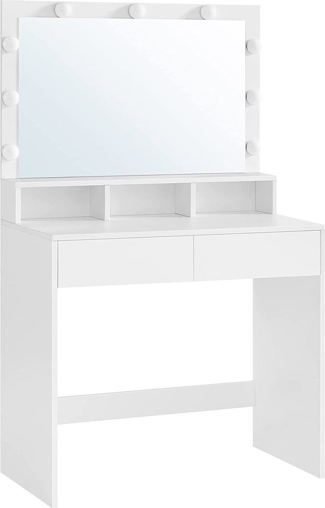 Toaletka z lustrem i żarówkami LED 80 cm Zdjęcie produktu 