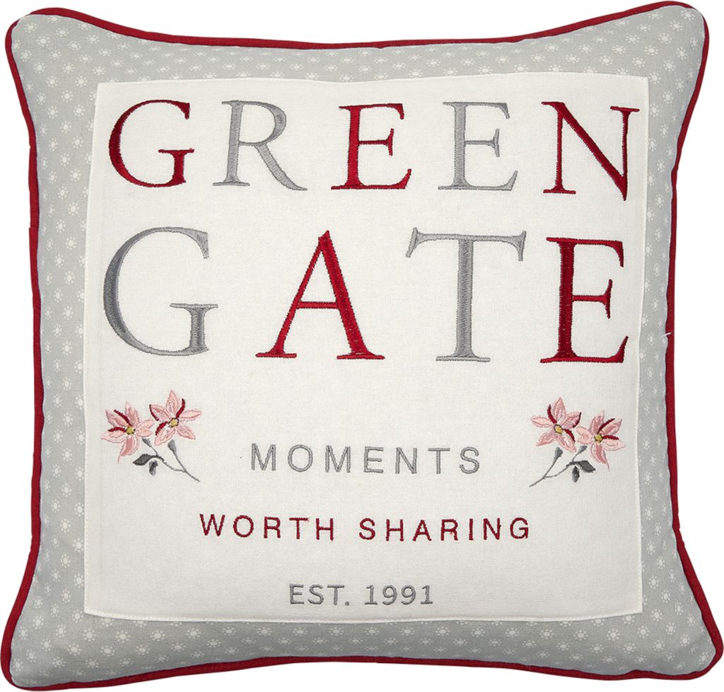 Greengate Moments Kissenbezug mit Stickerei rot 40x40cm