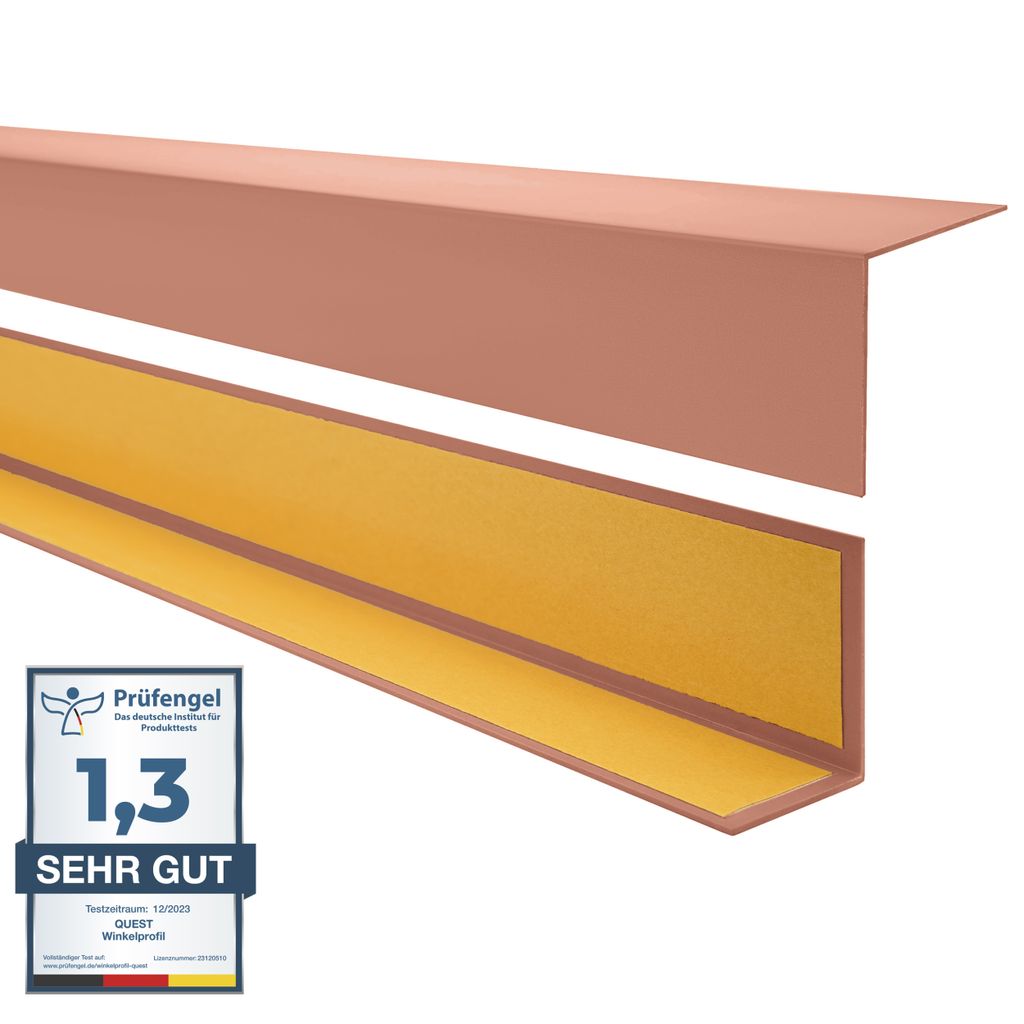 Winkelprofil Selbstklebend QUEST 15x15 mm, Kantenschutzprofil aus Hart-PVC, Dekorative Winkelleiste für Kanten und Ecken, L-Form, KTK, hellbraun, ...