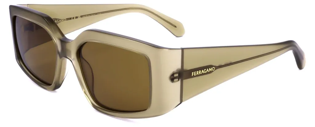 Monture solaire luxe Ferragamo SF1101S olive translucide pour femme