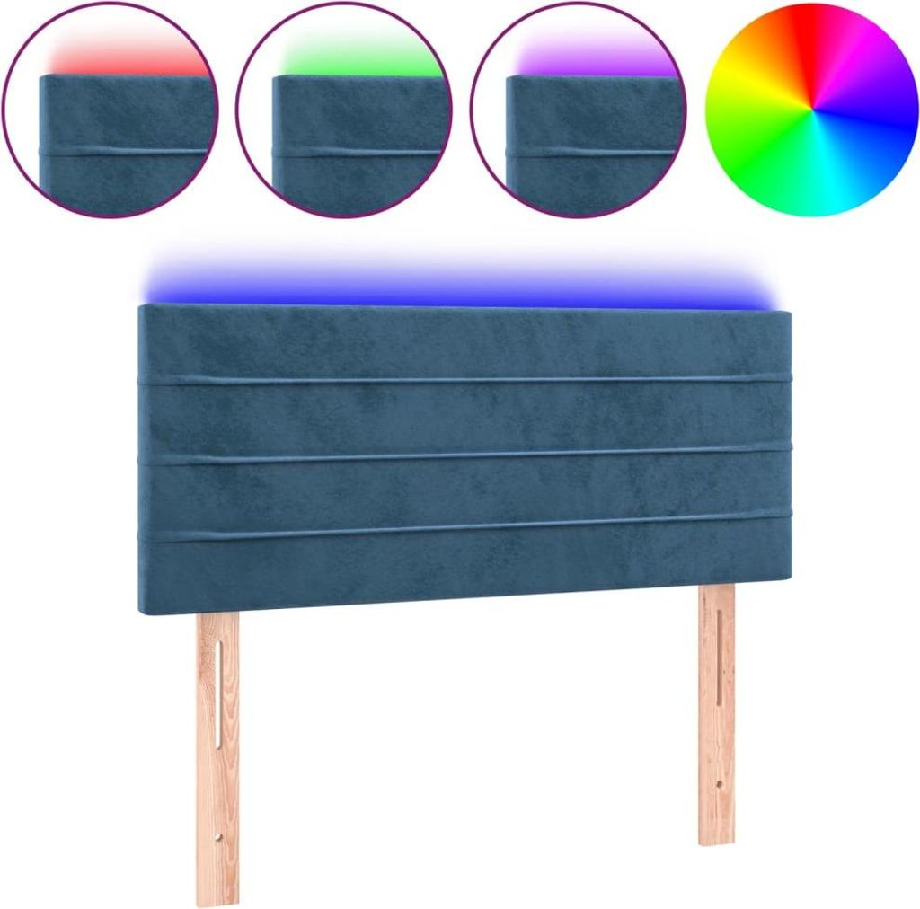 vidaXL LED Kopfteil Dunkelblau 100x5x78/88 cm Samt