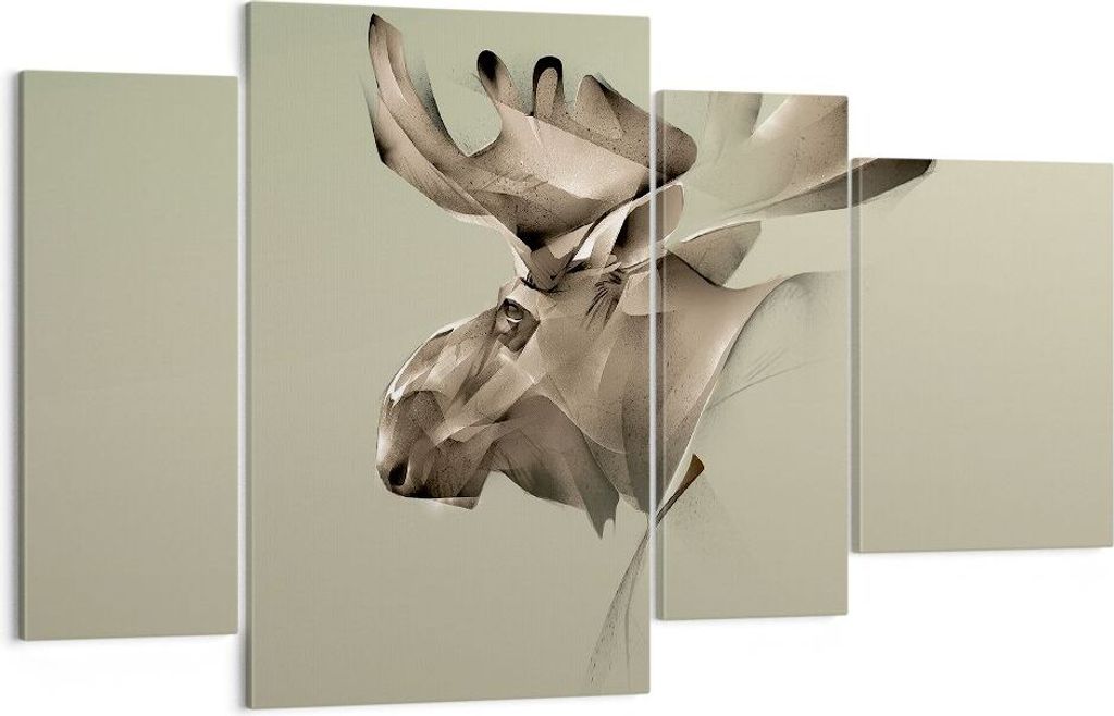 Bild auf Leinwand - Leinwandbild - Elch Abstraktion - 120x70cm - Wand Bild - Wanddeko - Wandbilder - Leinwanddruck - Bilder - Kunstdruck - Wanddeko...
