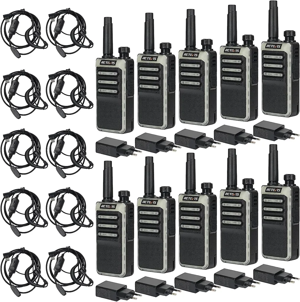 Pack de 10 Radios Retevis RB666 pour Hôtel et École avec Oreillettes