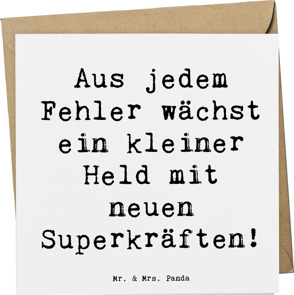 Mr. & Mrs. Panda Glückwunschkarte Spruch Fehler machen lernen - Weiß - Geschenk, daraus, Zuversicht, Liebe, Hoffnung, Herausforderung, doppelkart...