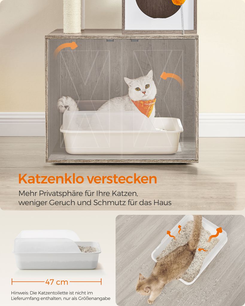 Feandrea Kratzbaum, mit Katzenklo-Schrank, 185cm, Produktbild 7