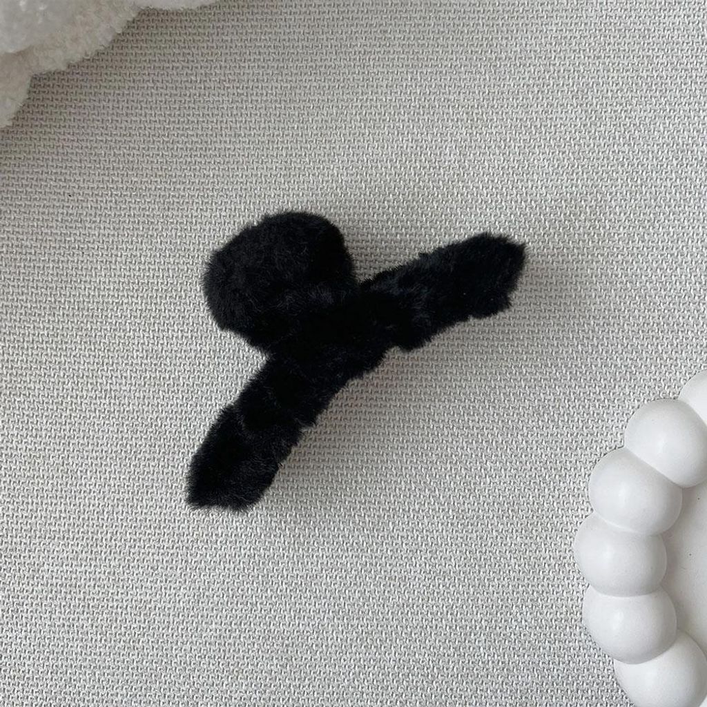 Haarspange aus Plüsch schwarz