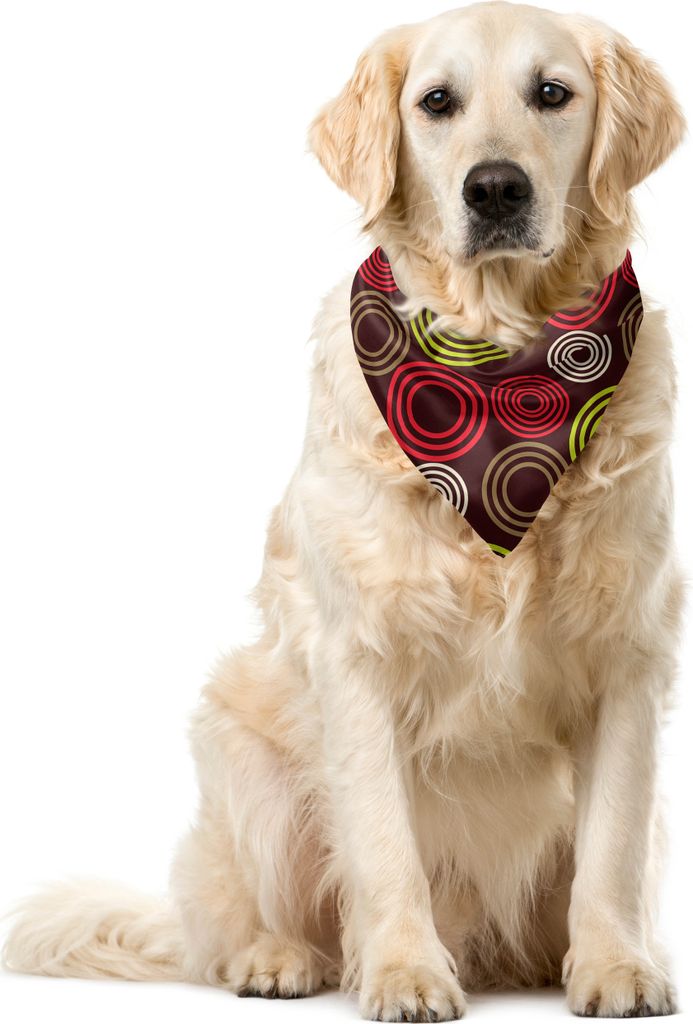 ABAKUHAUS Geometrisch Haustier Bandana, Funky Vortex-Linien, 55x55 cm, Lime Green Dunkelbraun