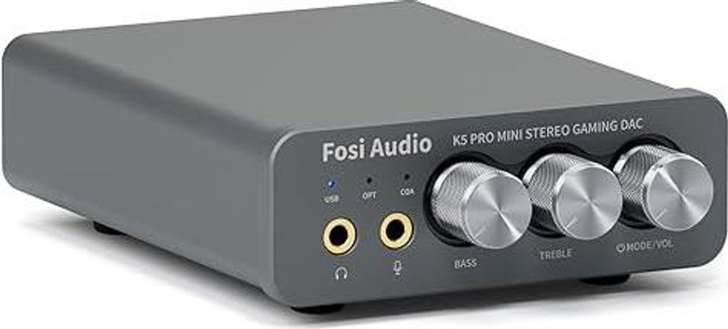 Fosi Audio K5 Pro Kopfhörerverstärker, USB C DAC Verstärker Kopfhörer HiFi, USB/Optisch/Koaxial/Mikrofon Eingänge auf 3,5 mm AUX/RCA Ausgang, ...