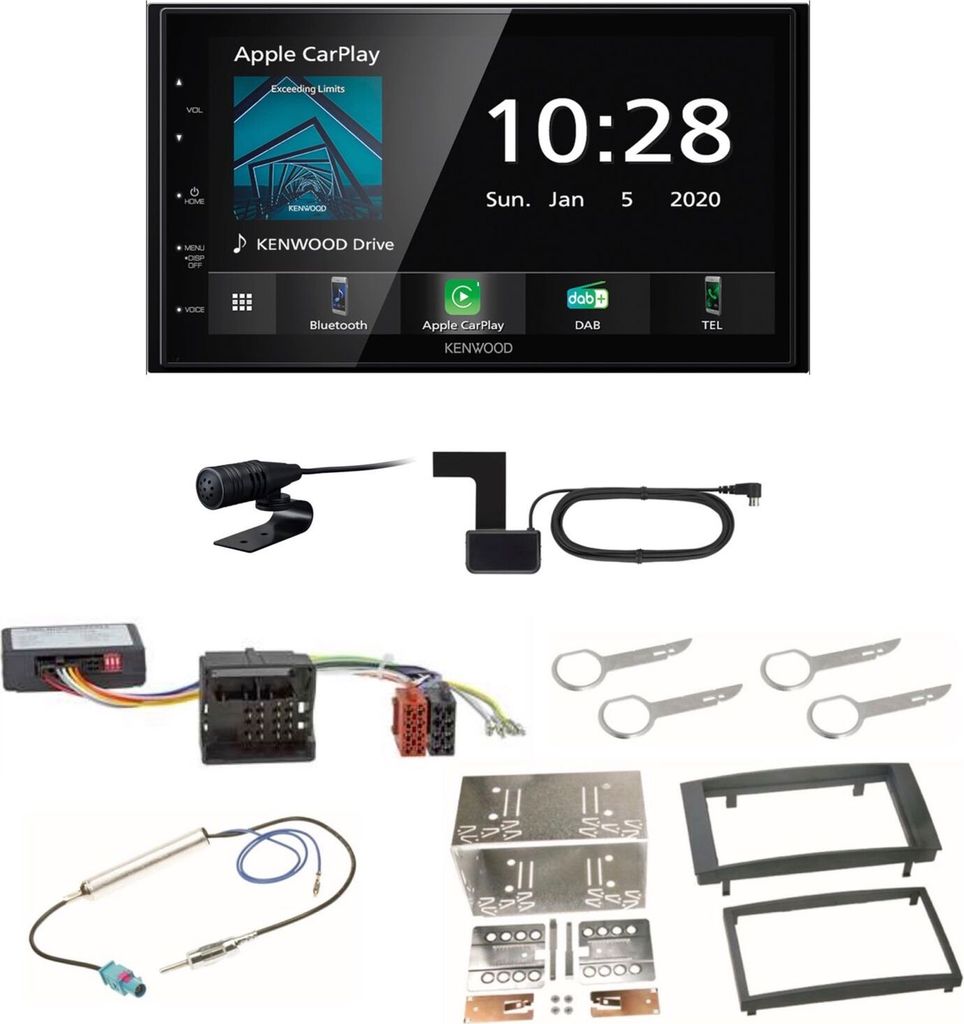 Kenwood DMX5020DABS Bluetooth Autoradio USB MP3 DAB+ Einbauset für Touareg 7L