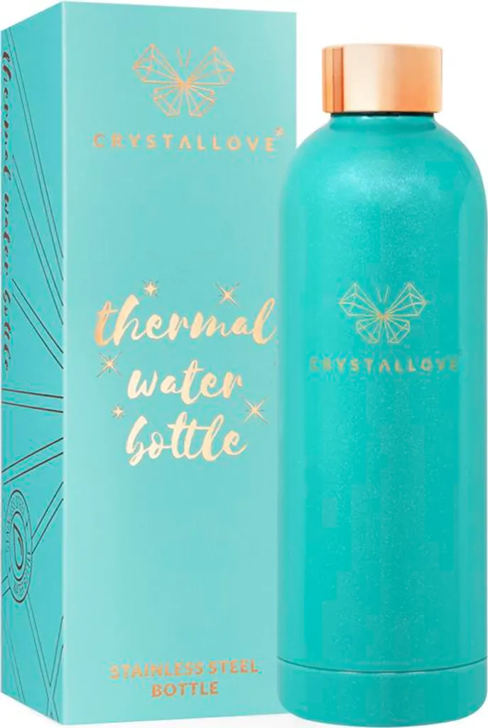 Gourde Isotherme Amazonite 500ml CRYSTALLOVE pour Lithothérapie et Sport