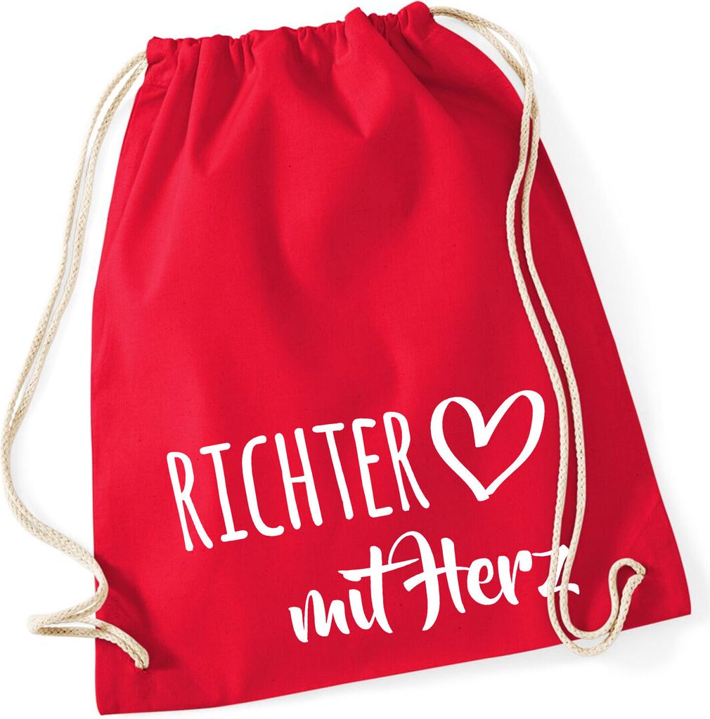 Huuraa Turnbeutel Richter mit Herz 12 Liter Classic Red Baumwolle Rucksack Geschenkidee