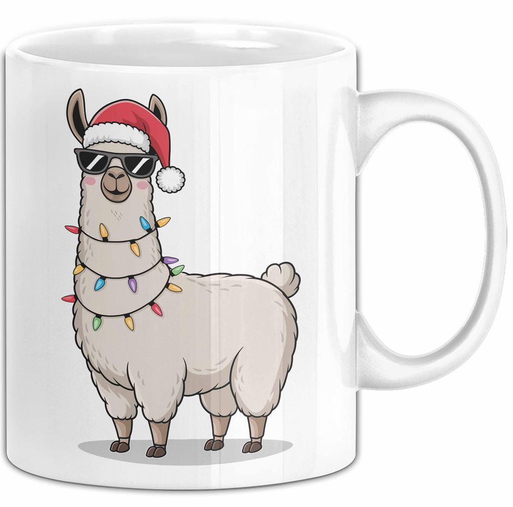 Lama Weihnachtsfeier Tasse Geschenk Lustige Geschenkidee Spruch (Weiß)