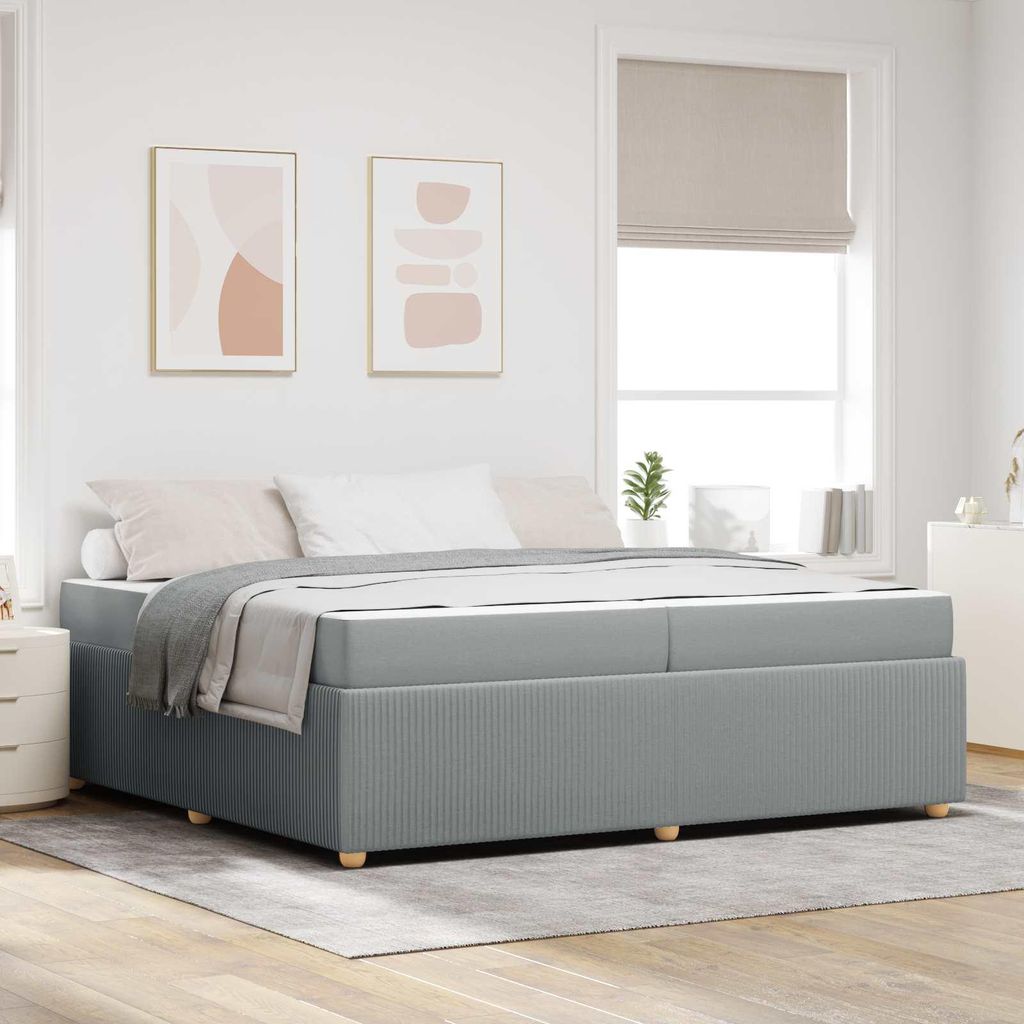 vidaXL Bettrahmen mit Matratze Hellgrau 200 x 200 cm Stoff