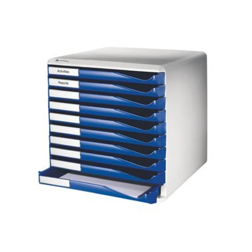 Caisson Leitz 5281-00-35 à 10 tiroirs fermés A4/C4 - Gris/Bleu - 4