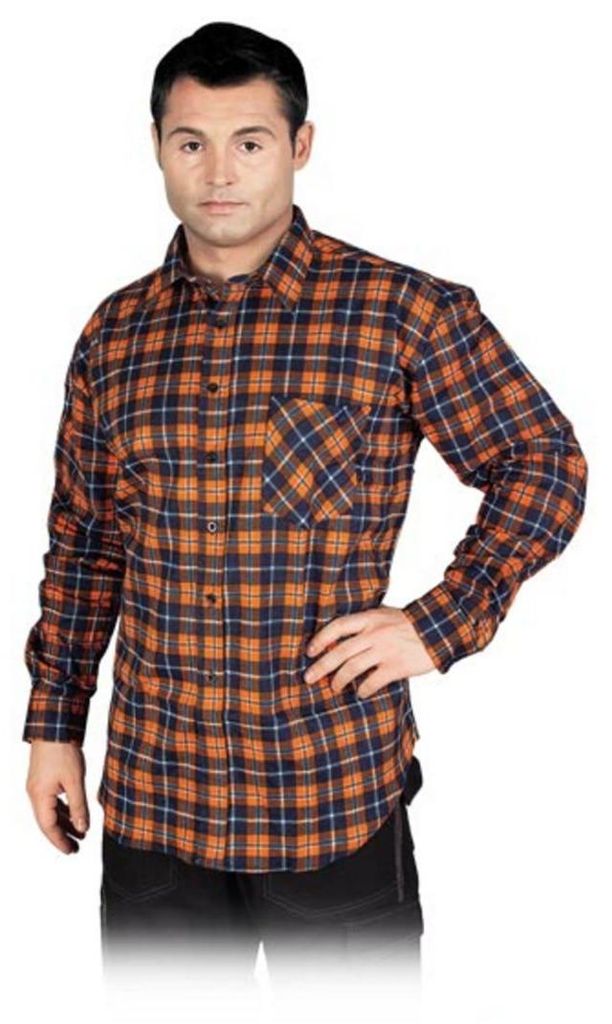 Flanellhemd Reis Kf-Gpxl Schutz, Dunkelblau-Orange, XL Produktbild 