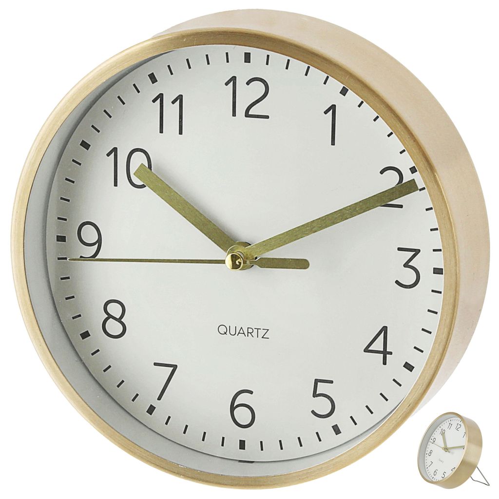 Wanduhr gold Ø15x4cm Aluminium Küchenuhr Dekouhr Uhr Produktbild 